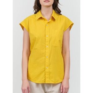 AMO Ruth Sleeveless Pima Cotton Shirt in Lemon Large